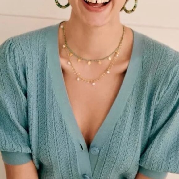 NEW Sezane Lola Jumper - Sky Blue French Cardigan Sweater Causal - Picture 2 of 8